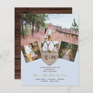 Rustikales Holz graviert Herz FOTO COLLAGE BUDGET