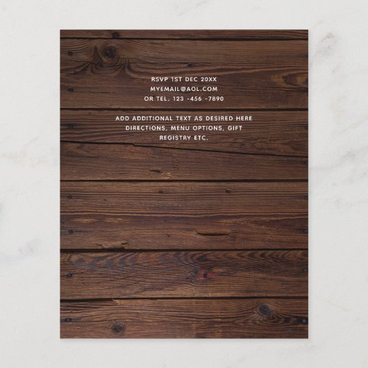 Rustikales Holz graviert Herz FOTO COLLAGE BUDGET Flyer (Hinten)