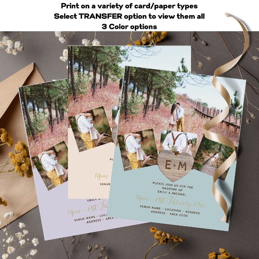 Rustikales Holz graviert Herz FOTO COLLAGE BUDGET Flyer