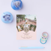 Rustikales Holz graviert Herz FOTO COLLAGE Einladu Flyer (Einzeln)