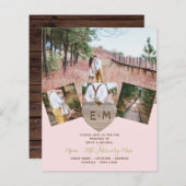 Rustikales Holz graviert Herz FOTO COLLAGE Invitat (Vorne/Hinten)