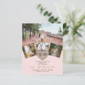 Rustikales Holz graviert Herz FOTO COLLAGE Invitat (Stehend Vorderseite)