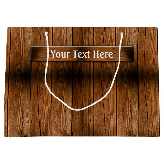 Rustikales Holz Große Geschenktüte (Vorderseite)