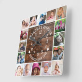 Rustikales Holz Großmutter's Küche 16 FotoCollage Quadratische Wanduhr (Winkel)