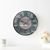 Rustikales Holz (grün) Große Wanduhr (Zuhause)
