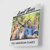 Rustikales Holz gute Zeiten Foto Quadratische Wanduhr (Winkel)