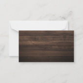 Rustikales Holz handgeschriebene Hochzeit Danke Mitteilungskarte (Rückseite)