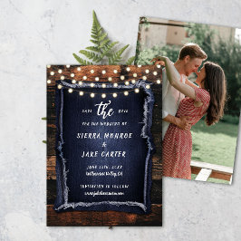 Rustikales Holz handgeschriebenes Foto Hochzeit Re Einladung