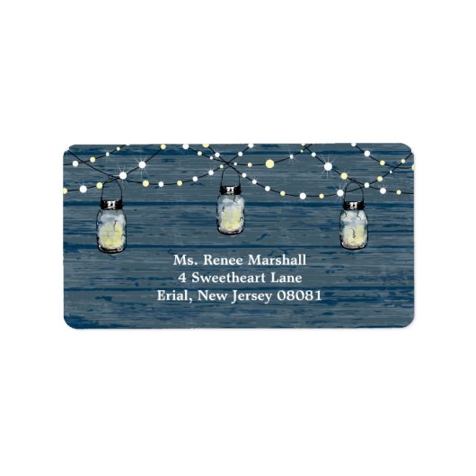 Rustikales Holz hanging Mason Jars und Lights Wedd Adressaufkleber (Vorne)