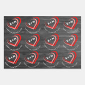 Rustikales Holz - Happy Valentine Day Herzens Geschenkpapier Set (Vorderseite 2)