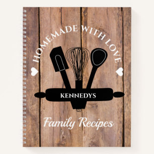 Rustikales Holz hausgemacht mit Liebe Rezepte Koch Notizblock
