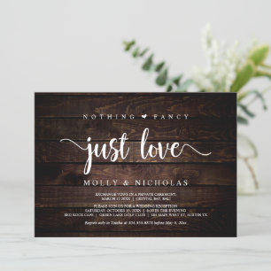 Rustikales Holz, heimliche Hochzeit, nichts Besond Einladung