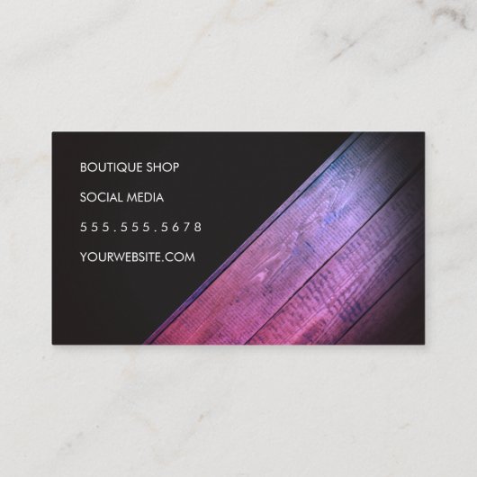 Rustikales Holz heiß rosa Verzierung Vignette Visitenkarte (Rückseite)