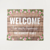 Rustikales Holz heißt Sie herzlich willkommen auf Wandteppich (Vorderseite (Horizontal))