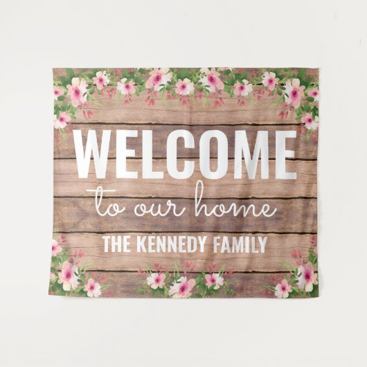 Rustikales Holz heißt Sie herzlich willkommen auf  Wandteppich (Vorderseite (Horizontal))