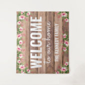 Rustikales Holz heißt Sie herzlich willkommen auf Wandteppich (Vorderseite)