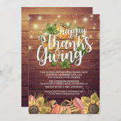 Rustikales Holz Herbst Ahorn Erntedank Abendessen  Einladung (Vorne/Hinten)