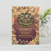Rustikales Holz Herbst Ahorn Erntedank Abendessen  Einladung (Stehend Vorderseite)