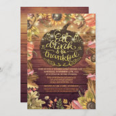Rustikales Holz Herbst Ahorn Erntedank Abendessen  Einladung (Vorne/Hinten)