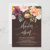 Rustikales Holz Herbst Blume Herbst Kinderdusche Einladung (Vorderseite)