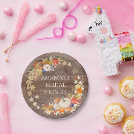 Rustikales Holz Herbst Dusche 7" Platten Pappteller (Party)