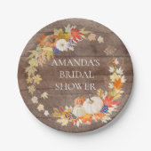 Rustikales Holz Herbst Dusche 7" Platten Pappteller (Vorderseite)