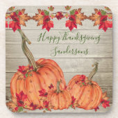 Rustikales Holz Herbst Orange Pumpkins Herbstlaub  Getränkeuntersetzer (Vorderseite)