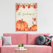 Rustikales Holz Herbst Orange Pumpkins Herbstlaub Leinwanddruck (Insitu (Wohnzimmer))