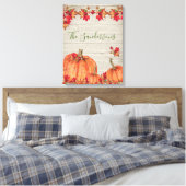 Rustikales Holz Herbst Orange Pumpkins Herbstlaub Leinwanddruck (Insitu (Schlafzimmer))