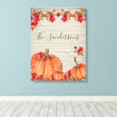 Rustikales Holz Herbst Orange Pumpkins Herbstlaub Leinwanddruck (Insitu (Holzboden))