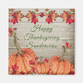 Rustikales Holz Herbst Orange Pumpkins Herbstlaub  Magnet (Vorne)