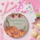 Rustikales Holz Herbst Orange Pumpkins Herbstlaub Pappteller (Party)