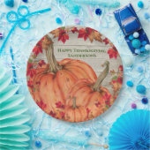 Rustikales Holz Herbst Orange Pumpkins Herbstlaub Pappteller (Party)