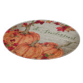 Rustikales Holz Herbst Orange Pumpkins Herbstlaub Schneidebrett (Ecke)