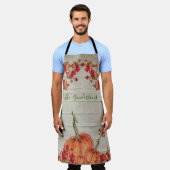 Rustikales Holz Herbst Orange Pumpkins Herbstlaub Schürze (Getragen)