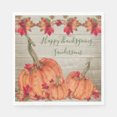 Rustikales Holz Herbst Orange Pumpkins Herbstlaub Serviette (Vorderseite)