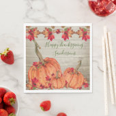 Rustikales Holz Herbst Orange Pumpkins Herbstlaub Serviette (Beispiel)