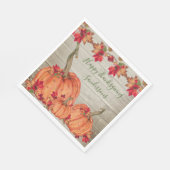 Rustikales Holz Herbst Orange Pumpkins Herbstlaub Serviette (Ecke)