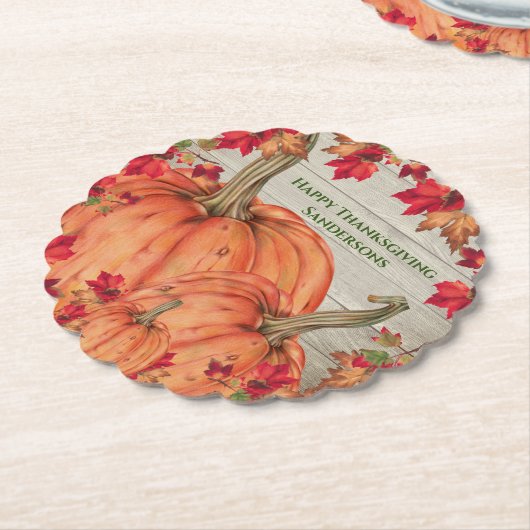 Rustikales Holz Herbst Orange Pumpkins Herbstlaub Untersetzer (angewinkelt)