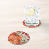 Rustikales Holz Herbst Orange Pumpkins Herbstlaub Untersetzer (Vor Ort)