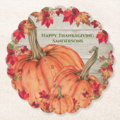 Rustikales Holz Herbst Orange Pumpkins Herbstlaub Untersetzer (Vorderseite)