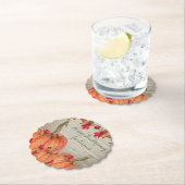 Rustikales Holz Herbst Orange Pumpkins Herbstlaub Untersetzer (Vor Ort)