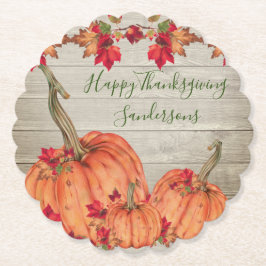 Rustikales Holz Herbst Orange Pumpkins Herbstlaub  Untersetzer