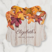 Rustikales Holz Herbstlaub Brautparty Geschenkanhänger (Rückseite)