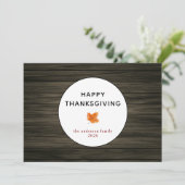 Rustikales Holz Herbstleaf glückliches Erntedankfe Feiertagskarte (Stehend Vorderseite)