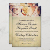 Rustikales Holz Herz Land Hochzeiten Einladungen (Vorne/Hinten)