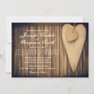 Rustikales Holz Herz Land Hochzeiten Einladungen