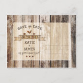 Rustikales Holz - Herz Save the Date Ankündigungspostkarte (Rückseite)