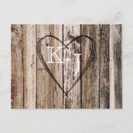 Rustikales Holz - Herz Save the Date Ankündigungspostkarte
