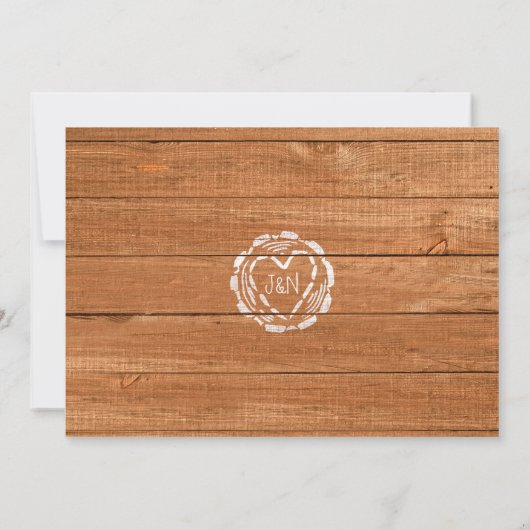 Rustikales Holz & Herz Stump Bridal Dusche Einladu Einladung (Rückseite)
